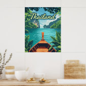 Thailand Tropical Island Long Schwanz Boat Vintag Poster (Küche)