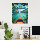 Thailand Tropical Island Long Schwanz Boat Vintag Poster (Heimbüro)