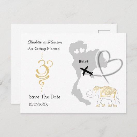 Thailand - tropische Hochzeit Ankündigungspostkarte (Vorne/Hinten)