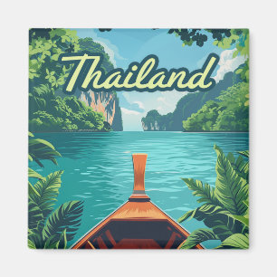 Thailand Tropische Insel Long Tail Boot Vintage  Magnet