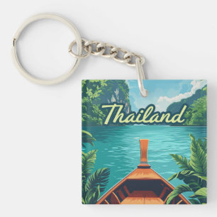 Thailand Tropische Insel Long Tail Boot Vintage Schlüsselanhänger