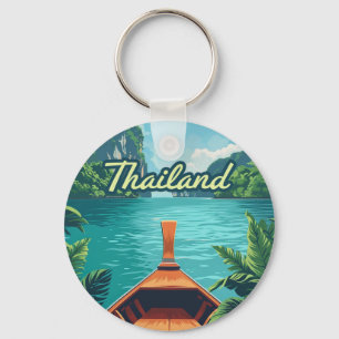 Thailand Tropische Insel Long Tail Boot Vintage Schlüsselanhänger