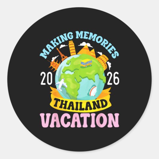 Thailand Vacation 2026 Travel Making Memories Fami Runder Aufkleber (Vorderseite)