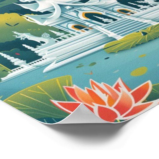 Thailand Vintag Berühmter Reiseort Poster (Ecke)