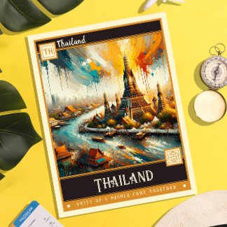 Thailand | Vintage Malerei Postkarte
