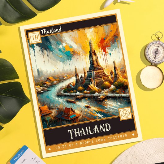 Thailand | Vintage Malerei Postkarte