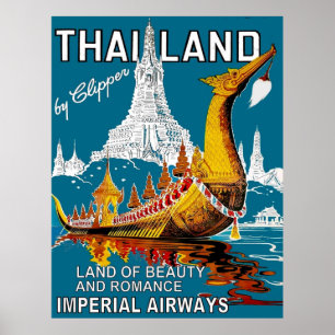 THAILAND Vintage Reisewerbung Poster
