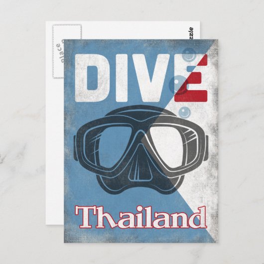 Thailand Vintage Tauchmaske Postkarte (Vorne/Hinten)