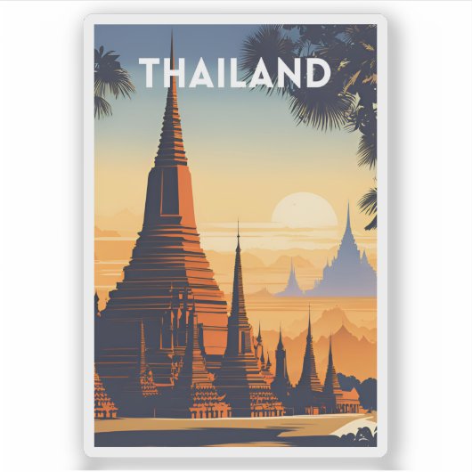 Thailand Vintage Travel Poster Aufkleber (Vorderseite)