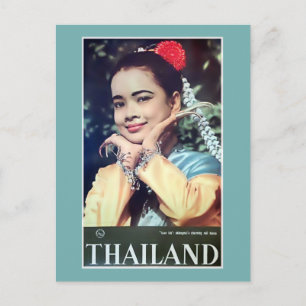 Thailand Vintages Thai Lady Travel Poster Postkarte