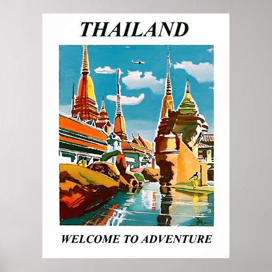 Thailand, willkommen zum Abenteuer. Vintage Poster (Vorne)