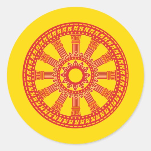 Thailändische Buddhistische Flagge (Dharmacakra-Fl Runder Aufkleber (Vorderseite)