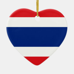 Thailändische Flagge Herzdekoration Keramik Ornament