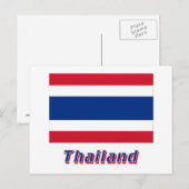 Thailändische Flagge mit Name Postkarte (Vorne/Hinten)