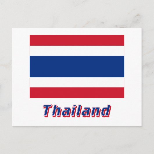 Thailändische Flagge mit Name Postkarte (Vorderseite)