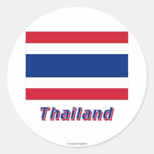 Thailändische Flagge mit Name Runder Aufkleber (Vorderseite)