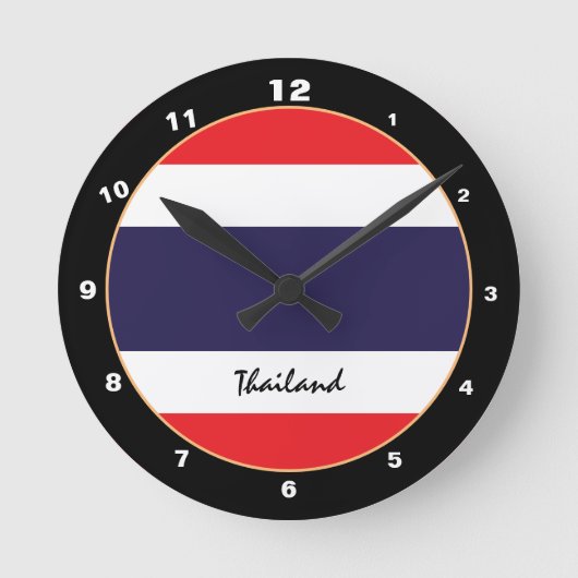 Thailändische Flagge, patriotische thailändische t Runde Wanduhr (Vorderseite)