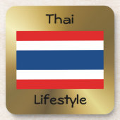 Thailändische Flagge+Text-Untersetzer Untersetzer (Vorderseite)