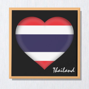 Thailändische Flagge & Thai Herz, Urlaub Thailand Magnet