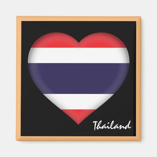 Thailändische Flagge & Thai Herz, Urlaub Thailand Magnet (Vorne)