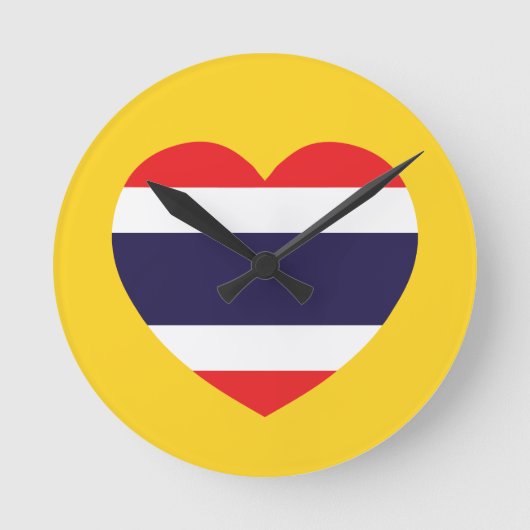 Thailändische Herzenflagge Runde Wanduhr (Vorderseite)