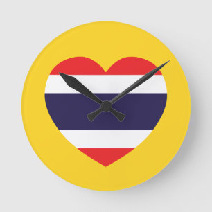 Thailändische Herzenflagge Runde Wanduhr
