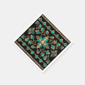 thailändische Ornamente - Gold und Aquamarin Serviette (Ecke)