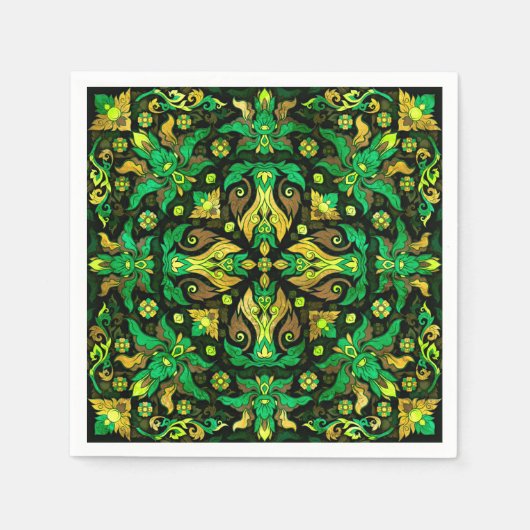 thailändische Ornamente - Gold und Grün Serviette (Vorderseite)