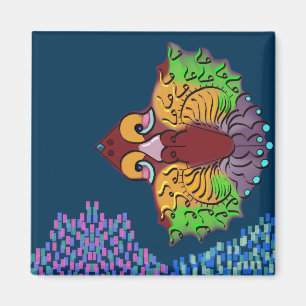 Thailändische Schrift Abstraktes Fisch Kunst Qua Magnet