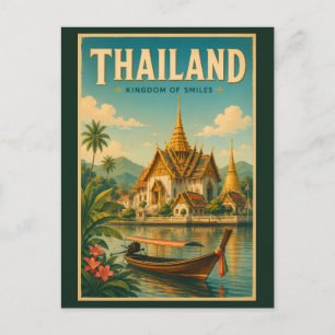 Thailändische Tempel-Illustration Reise Kunst Vint Postkarte