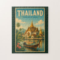 Thailändische Tempel-Illustration Reise Kunst Vint