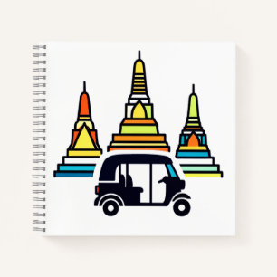 Thailändische Tempel und Tuk Tuks Notizblock