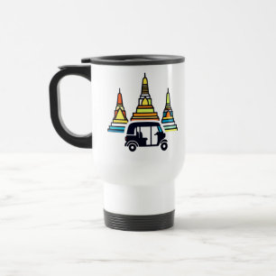 Thailändische Tempel und Tuk Tuks Reisebecher