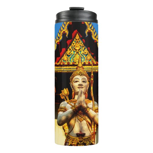 Thailändischer Tempel und Buddha 1102 Thermosbecher (Vorderseite)