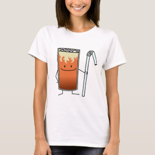Thailändisches Eistee-u. Bendy Stroh-glückliches T-Shirt