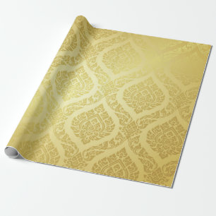 Thailändisches Muster, goldener Hintergrundthai, M Geschenkpapier