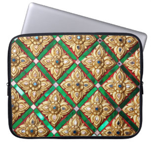 Thailändisches Muster in der Wand des thailändisch Laptopschutzhülle