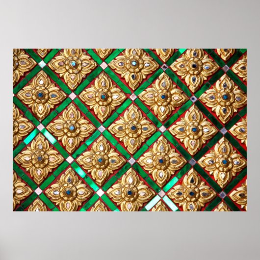 Thailändisches Muster in der Wand des thailändisch Poster (Vorne)