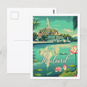 Thailands berühmter Reiseort in Vintage-Optik Postkarte