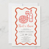 Thais Amore Pizza Wine Bridal Dusche Einladung (Vorderseite)