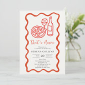 Thais Amore Pizza Wine Bridal Dusche Einladung (Stehend Vorderseite)