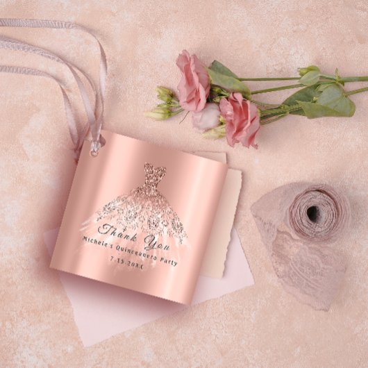 Than You Bridal 16. Quinceanera Gold Rose Geschenkanhänger