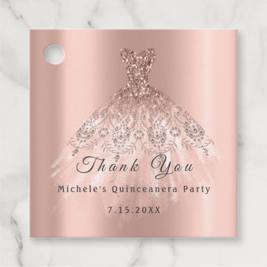 Than You Bridal 16. Quinceanera Gold Rose Geschenkanhänger (Vorderseite)