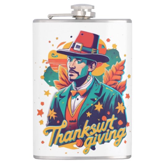Thancksgiving Flask, Funny Flask, Erntedank Dri Flachmann (Vorderseite)