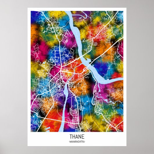 Thane Maharashtra Map Poster (Vorne)