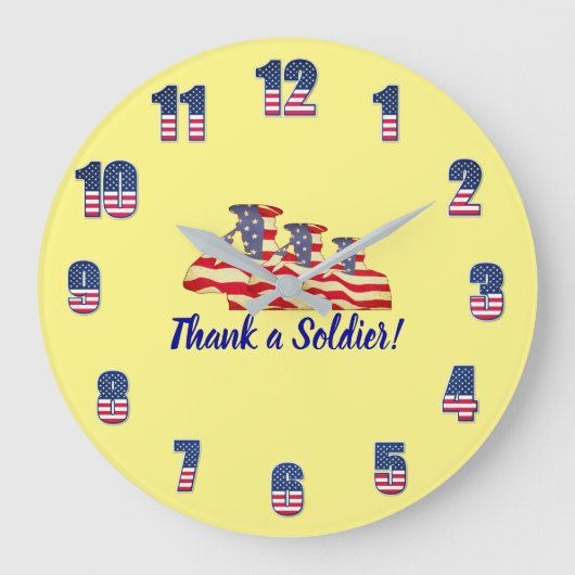 Thank a Soldier Yellow Große Wanduhr (Vorderseite)