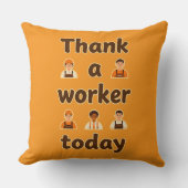 Thank a Worker Today Minimal Typography Design Kissen (Vorderseite)