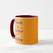 Thank a Worker Today Minimal Typography Design Tasse (Vorderseite Links)