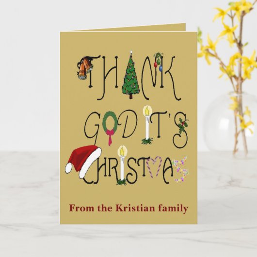 Thank God It's Christmas Commercial Irony Karte (Gelbe Blume)