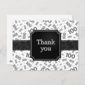 Thank You 100th Number Pattern Black/White Postkarte (Vorne/Hinten)